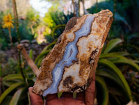 Polished On One Side 'Crazy' Blue Lace Agate x 3 From Namibia