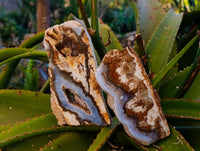Polished On One Side 'Crazy' Blue Lace Agate x 3 From Namibia