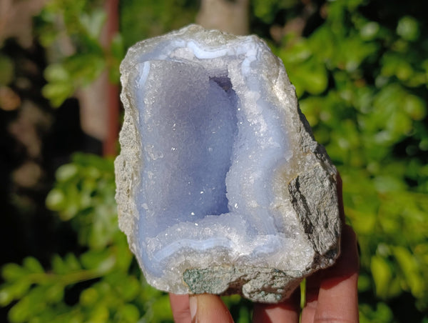Natural Blue Lace Agate Geode Specimens x 6 From Nsanje, Malawi