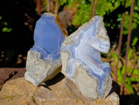 Natural Blue Lace Agate Geode Specimens x 6 From Nsanje, Malawi
