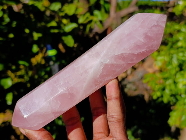 Polished Rose Quartz Double Terminated Points x 2 From Madagascar