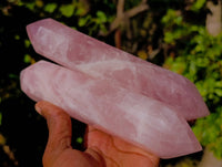 Polished Rose Quartz Double Terminated Points x 2 From Madagascar