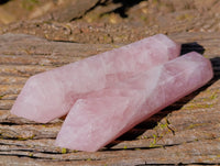 Polished Rose Quartz Double Terminated Points x 2 From Madagascar