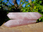 Polished Rose Quartz Double Terminated Points x 2 From Madagascar - Toprock Gemstones and Minerals 