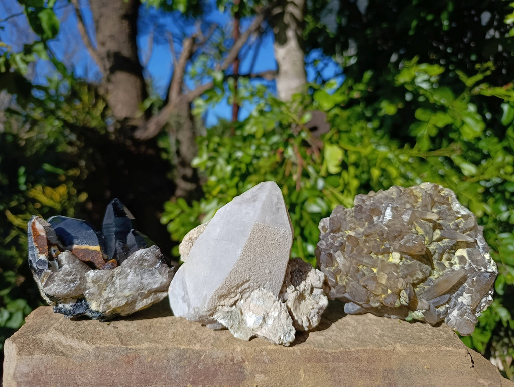 Natural Smokey Quartz Crystal Specimens x 3 From Erongo, Namibia - Toprock Gemstones and Minerals 