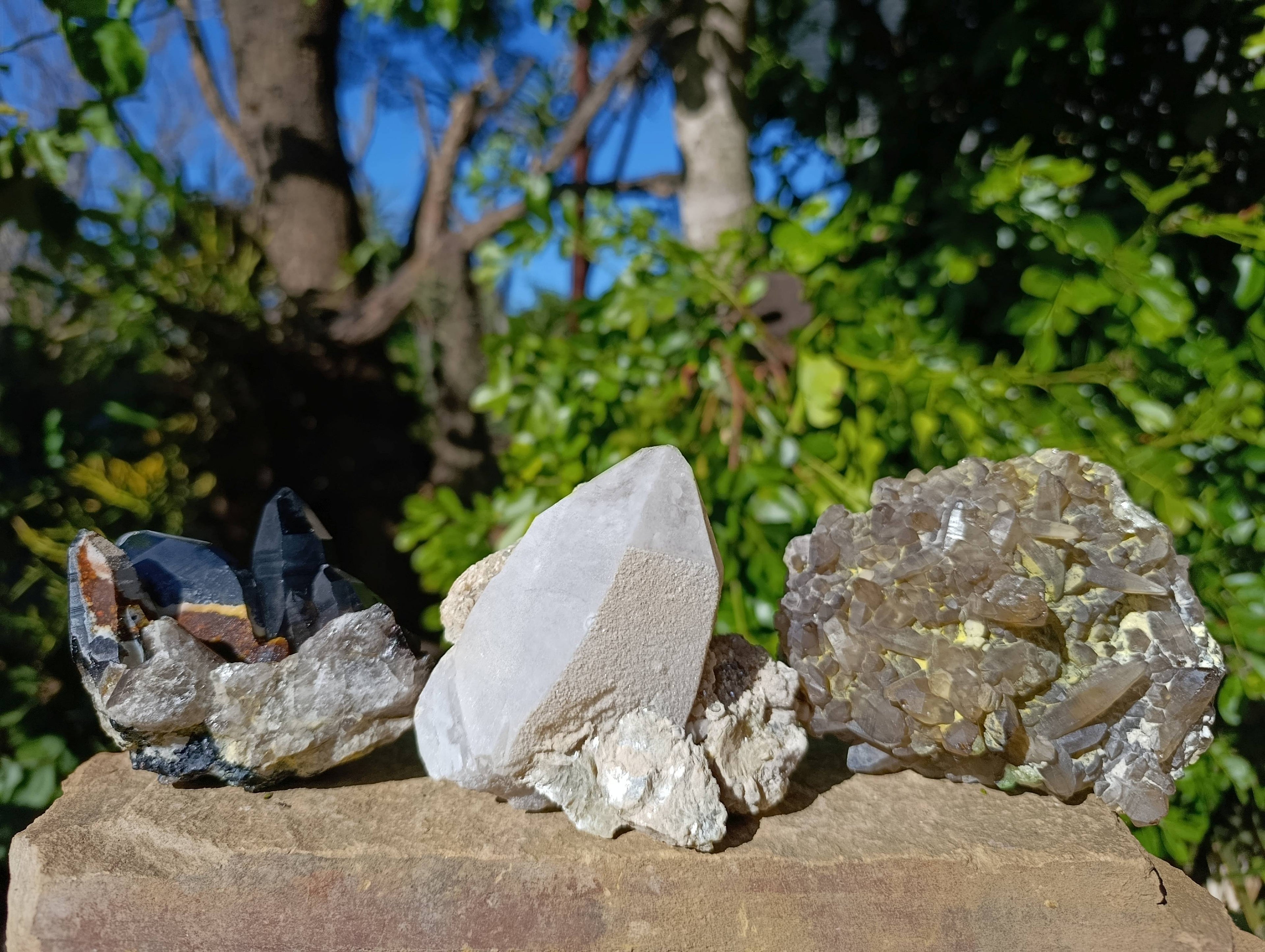 Natural Smokey Quartz Crystal Specimens x 3 From Erongo, Namibia - Toprock Gemstones and Minerals 