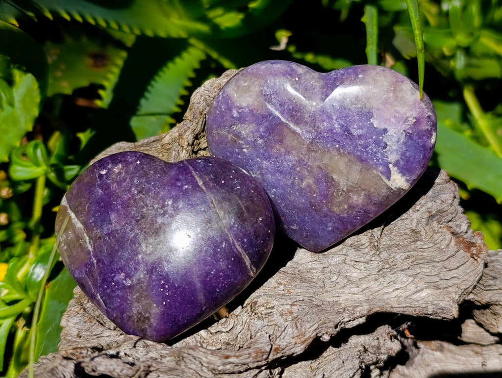 Polished Lepidolite With Pink Rubellite Hearts x 6 From Ambatondrazaka, Madagascar - Toprock Gemstones and Minerals 