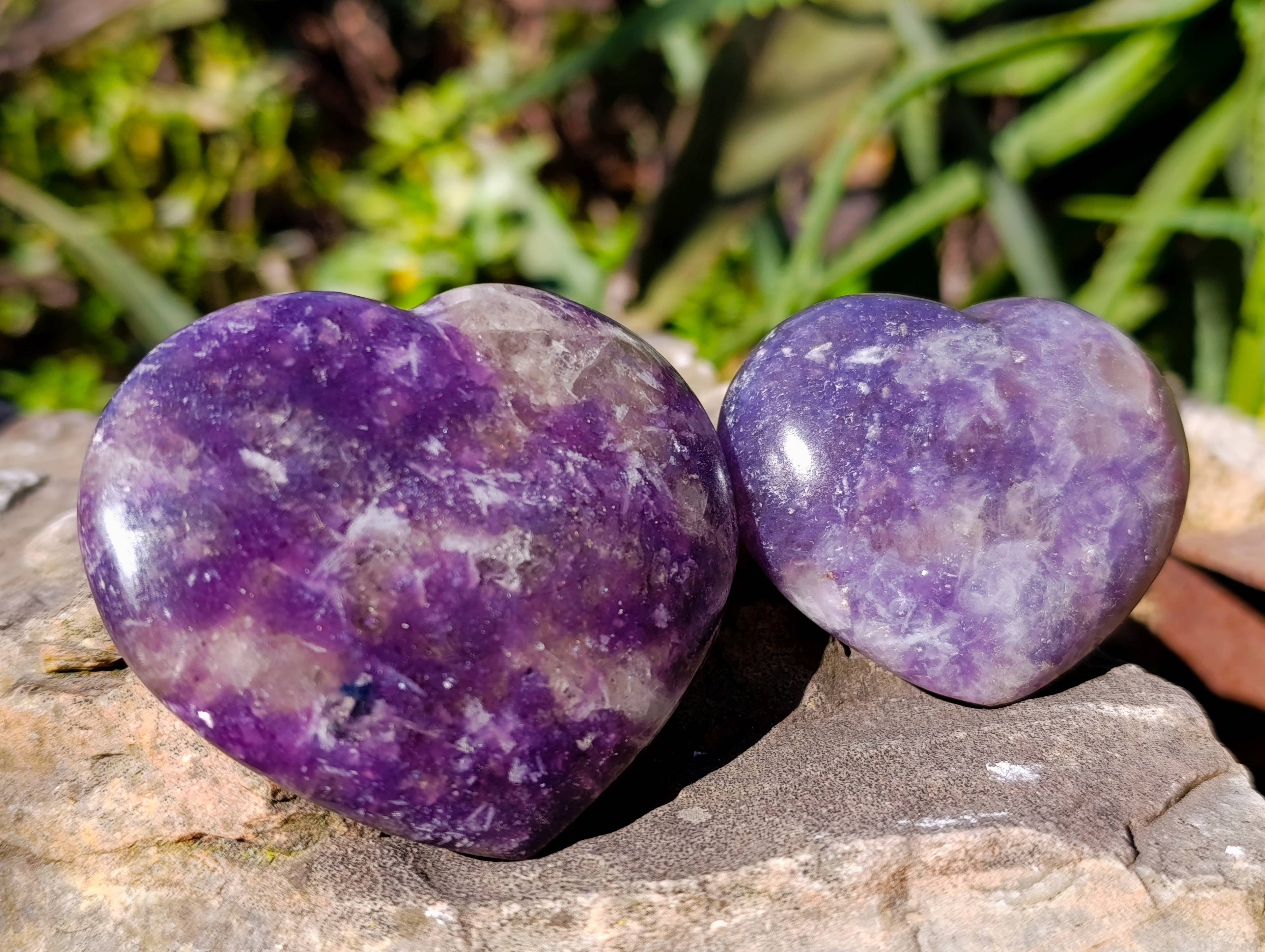 Polished Lepidolite With Pink Rubellite Hearts x 6 From Ambatondrazaka, Madagascar - Toprock Gemstones and Minerals 