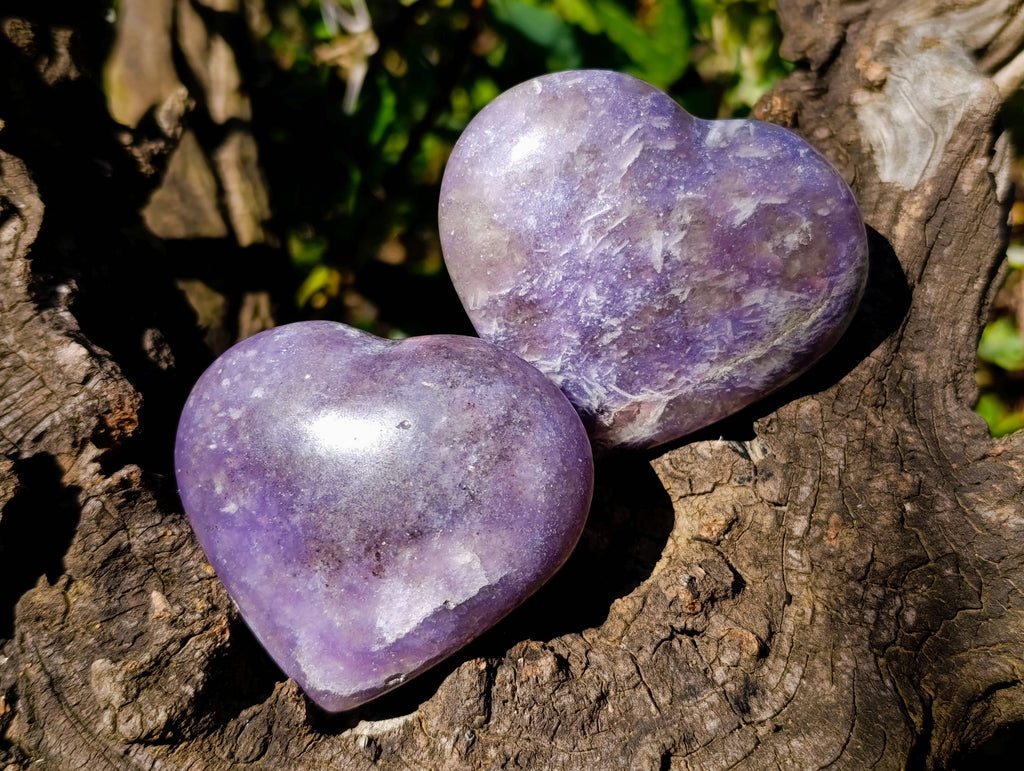 Polished Lepidolite With Pink Rubellite Hearts x 6 From Ambatondrazaka, Madagascar - Toprock Gemstones and Minerals 