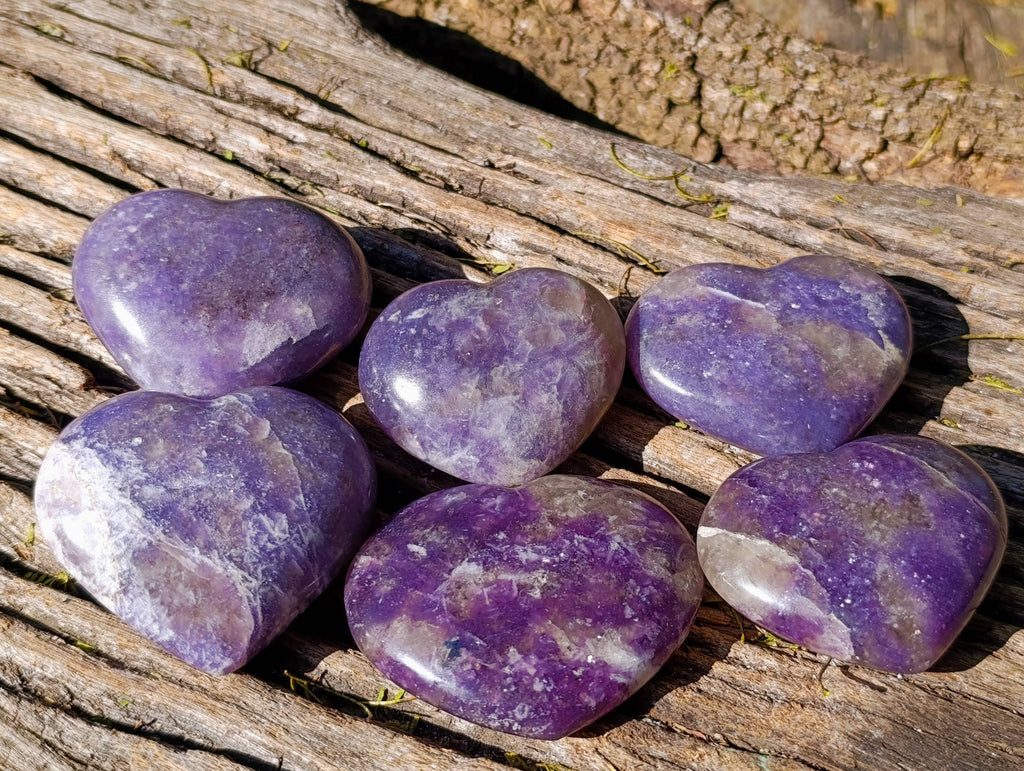 Polished Lepidolite With Pink Rubellite Hearts x 6 From Ambatondrazaka, Madagascar - Toprock Gemstones and Minerals 