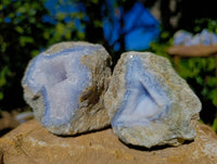 Natural Blue Lace Agate Geode Specimens x 12 From Nsanje, Malawi