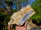 Polished On One Side 'Crazy Lace' Blue Lace Agate x 2 From Namibia - Toprock Gemstones and Minerals 
