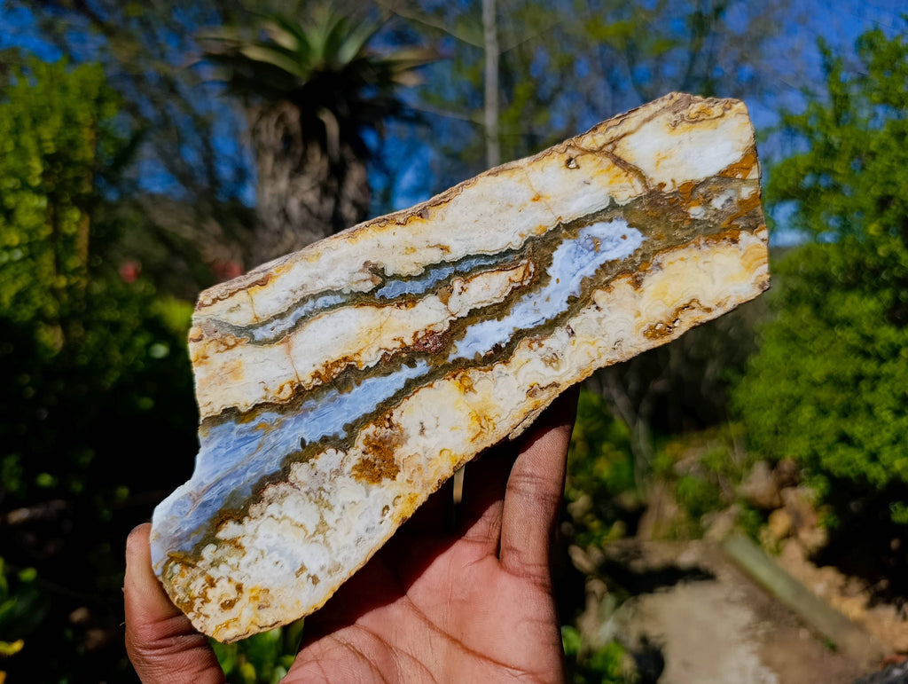 Polished On One Side 'Crazy Lace' Blue Lace Agate x 2 From Namibia - Toprock Gemstones and Minerals 
