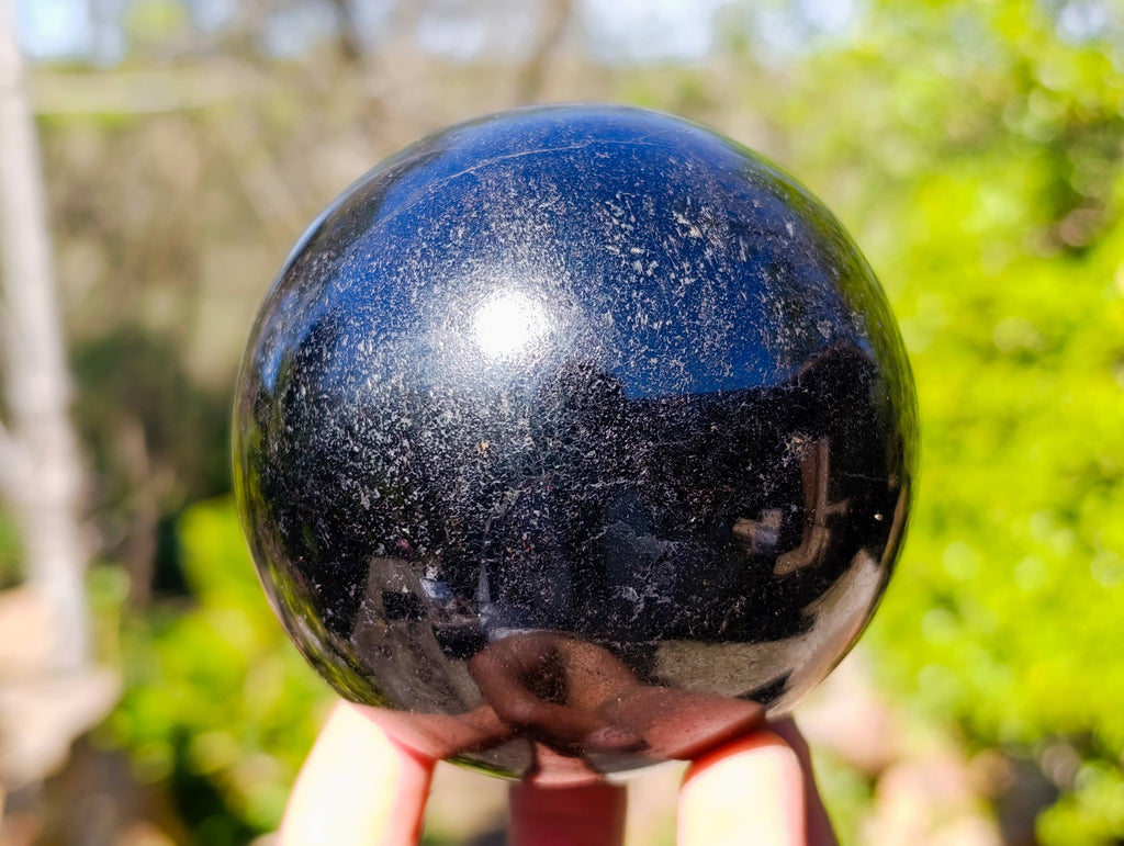 Polished Black Tourmaline Spheres x 2 From Madagascar - Toprock Gemstones and Minerals 