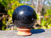 Polished Black Tourmaline Spheres x 2 From Madagascar