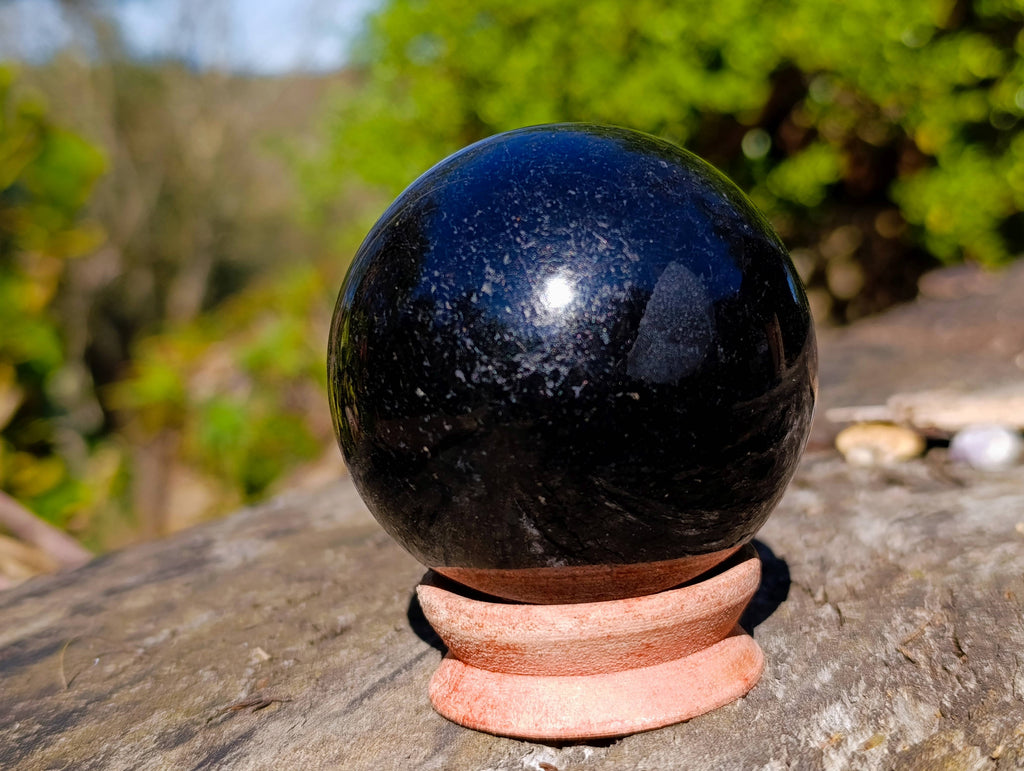Polished Black Tourmaline Spheres x 2 From Madagascar - Toprock Gemstones and Minerals 