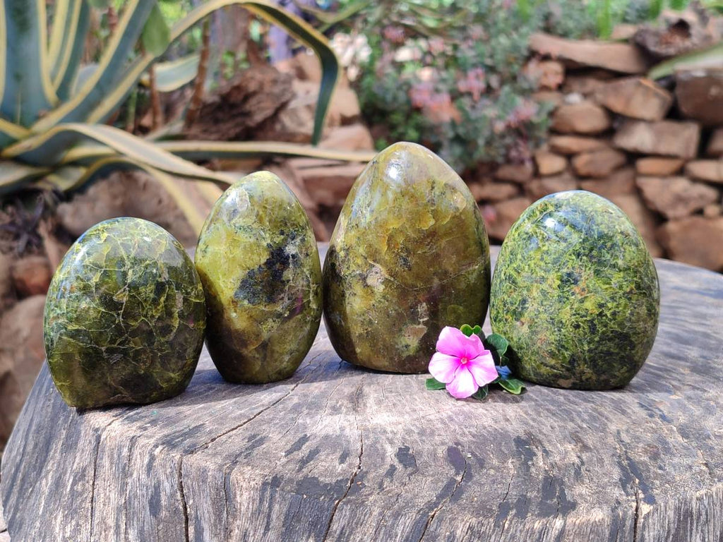 Polished Green Opal Standing Free Form x 4 From Betroka, Madagascar - Toprock Gemstones and Minerals 