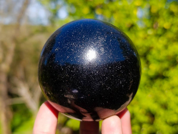 Polished Black Tourmaline Spheres x 2 From Madagascar
