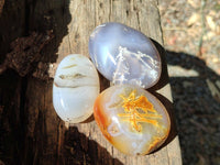 Polished Banded Agate Palm Stones x 12 From Madagascar