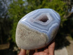 Polished Blue Lace Agate Standing Free Forms x 2 From Malawi - Toprock Gemstones and Minerals 