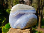 Polished Blue Lace Agate Standing Free Forms x 2 From Malawi - Toprock Gemstones and Minerals 
