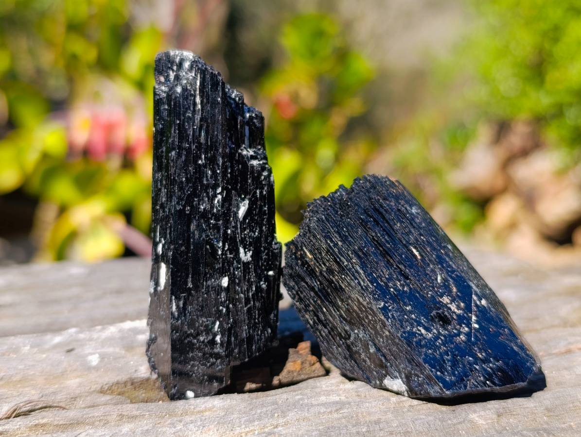 Natural Schorl Black Tourmaline Specimens x 12 From Namibia - Toprock Gemstones and Minerals 