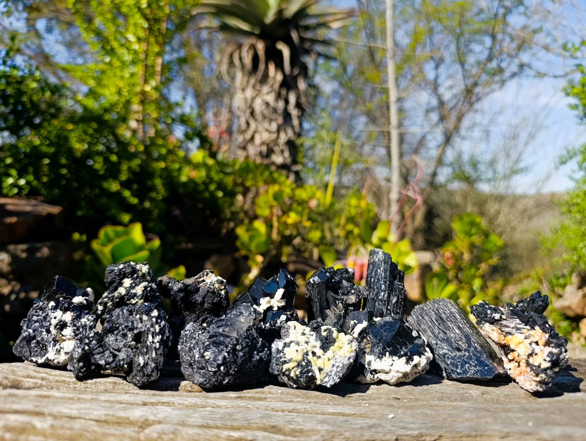 Natural Schorl Black Tourmaline Specimens x 12 From Namibia - Toprock Gemstones and Minerals 