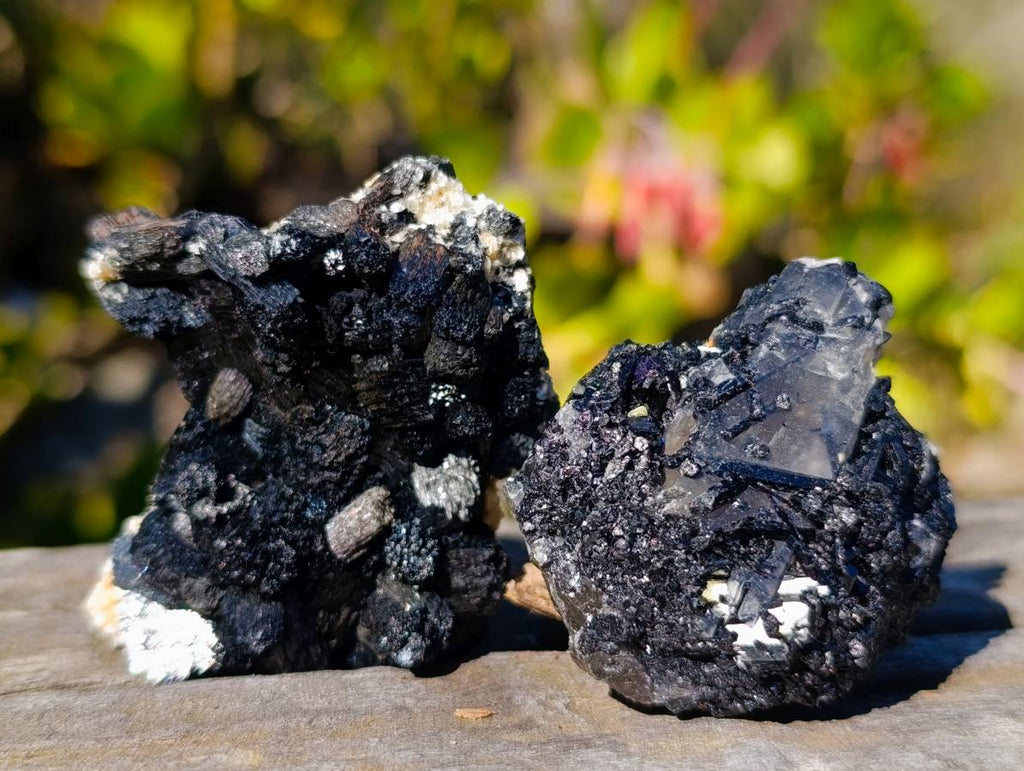 Natural Schorl Black Tourmaline Specimens x 12 From Namibia - Toprock Gemstones and Minerals 