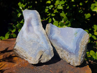 Natural Blue Lace Agate Geode Specimens x 6 From Malawi
