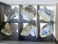 Natural Blue Lace Agate Geode Specimens x 6 From Malawi