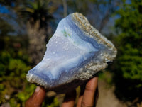 Natural Blue Lace Agate Geode Specimens x 6 From Malawi