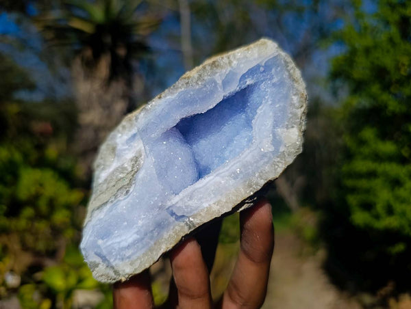 Natural Blue Lace Agate Geode Specimens x 6 From Malawi