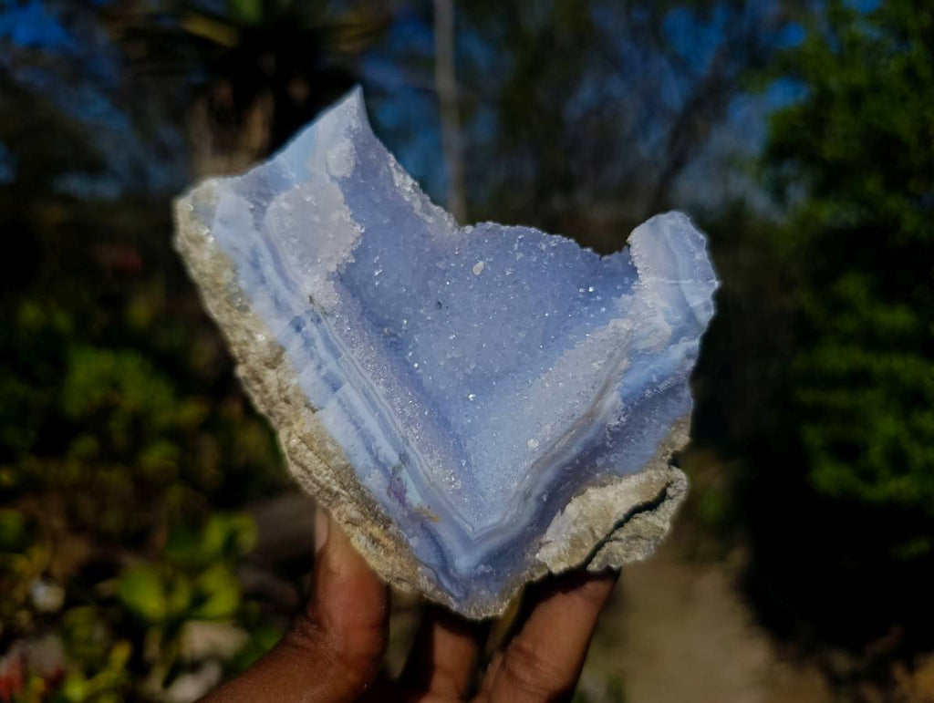 Natural Blue Lace Agate Geode Specimens x 6 From Malawi - Toprock Gemstones and Minerals 