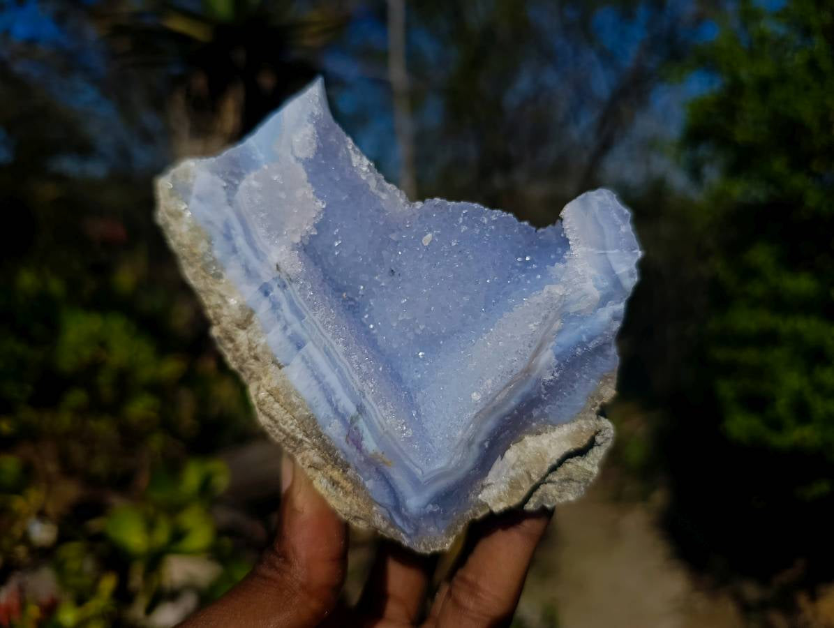 Natural Blue Lace Agate Geode Specimens x 6 From Malawi - Toprock Gemstones and Minerals 