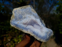 Natural Blue Lace Agate Geode Specimens x 6 From Malawi
