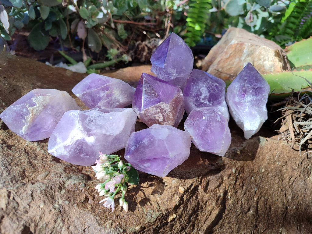 Polished Jacaranda Amethyst Quartz Crystals x 9 From Mumbwa, Zambia - Toprock Gemstones and Minerals 