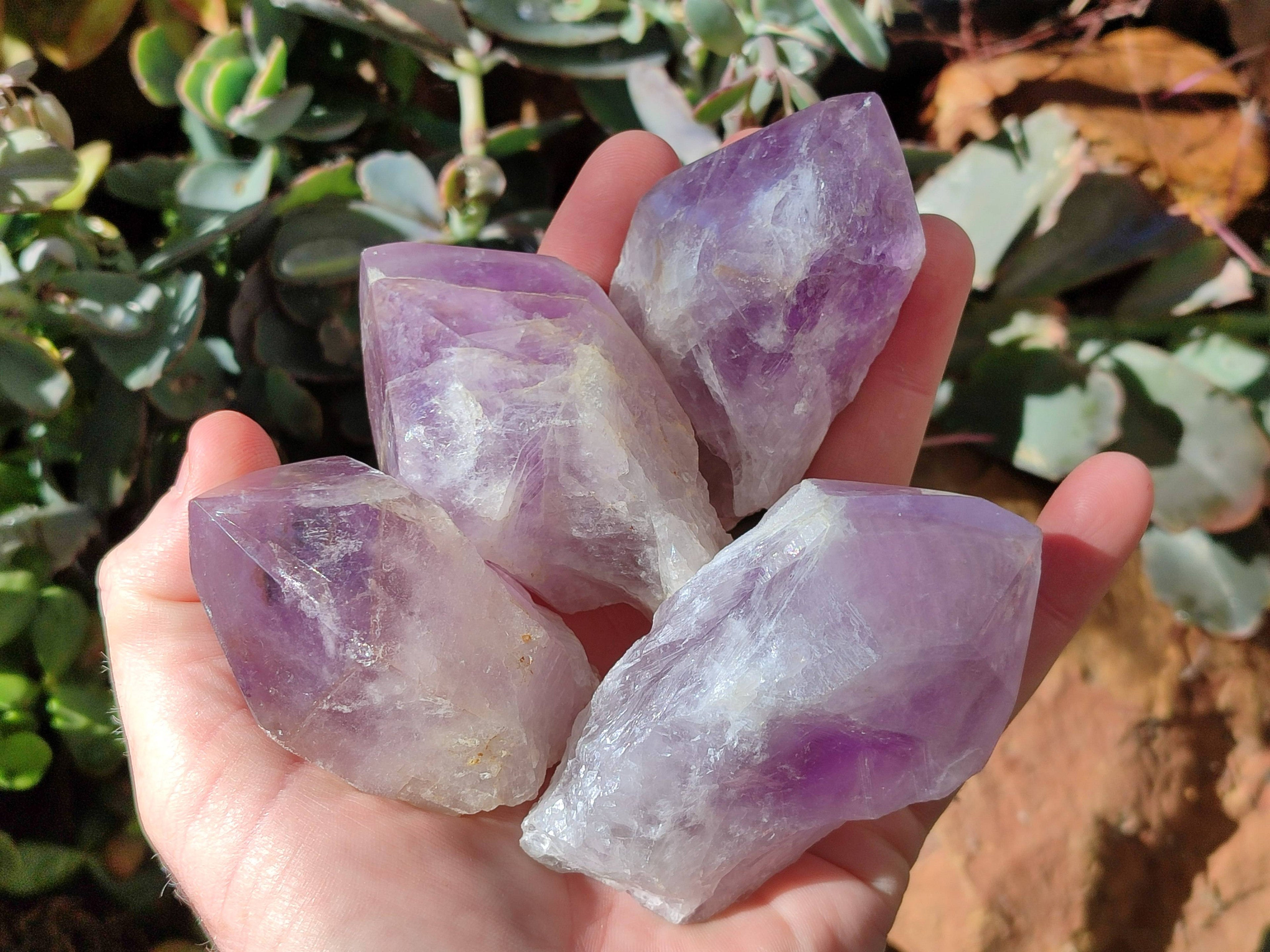 Polished Jacaranda Amethyst Quartz Crystals x 9 From Mumbwa, Zambia - Toprock Gemstones and Minerals 