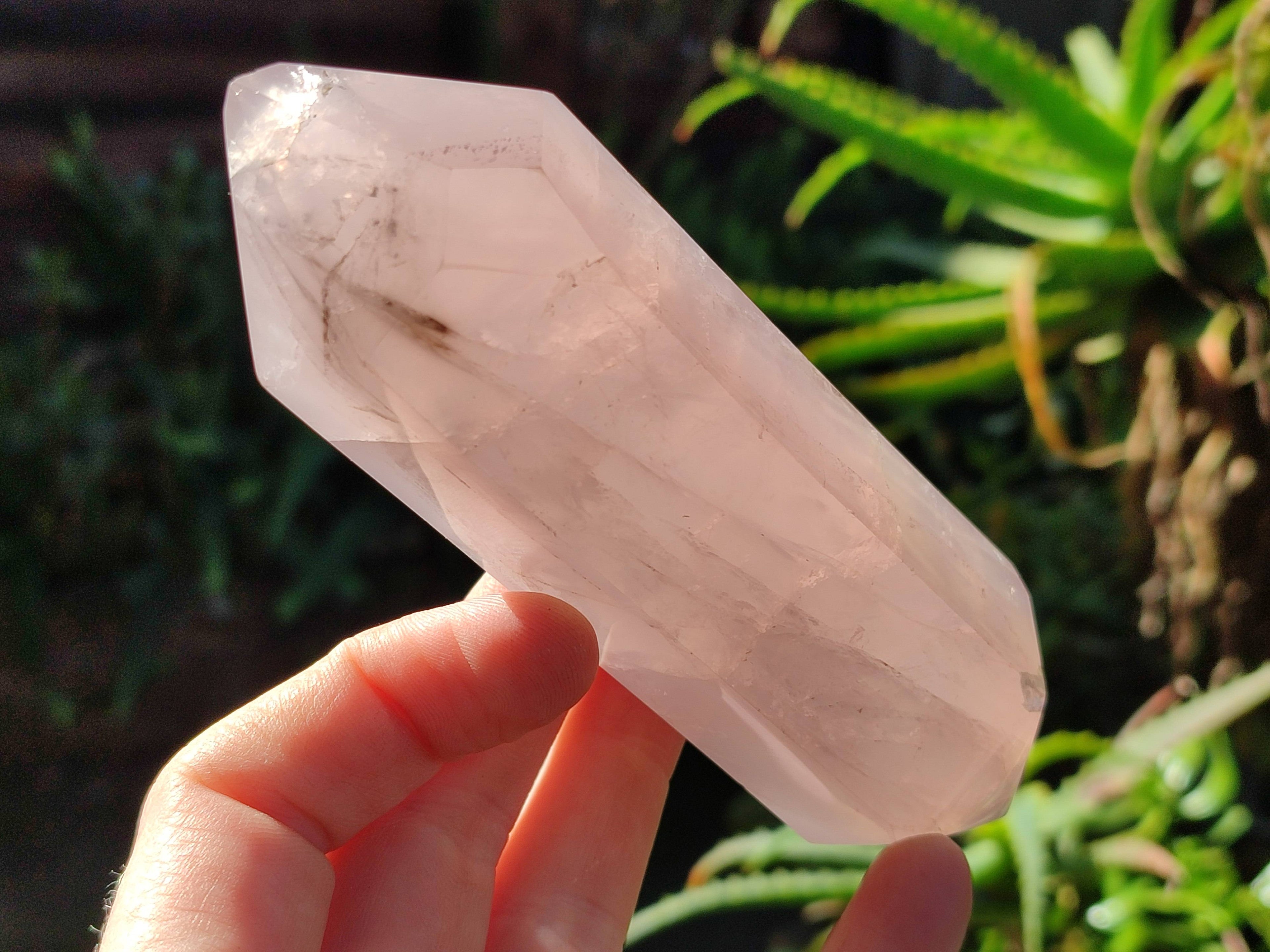 Polished Double Terminated Rose Quartz Points x 4 Madagascar - Toprock Gemstones and Minerals 