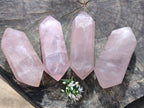 Polished Double Terminated Rose Quartz Points x 4 Madagascar - Toprock Gemstones and Minerals 