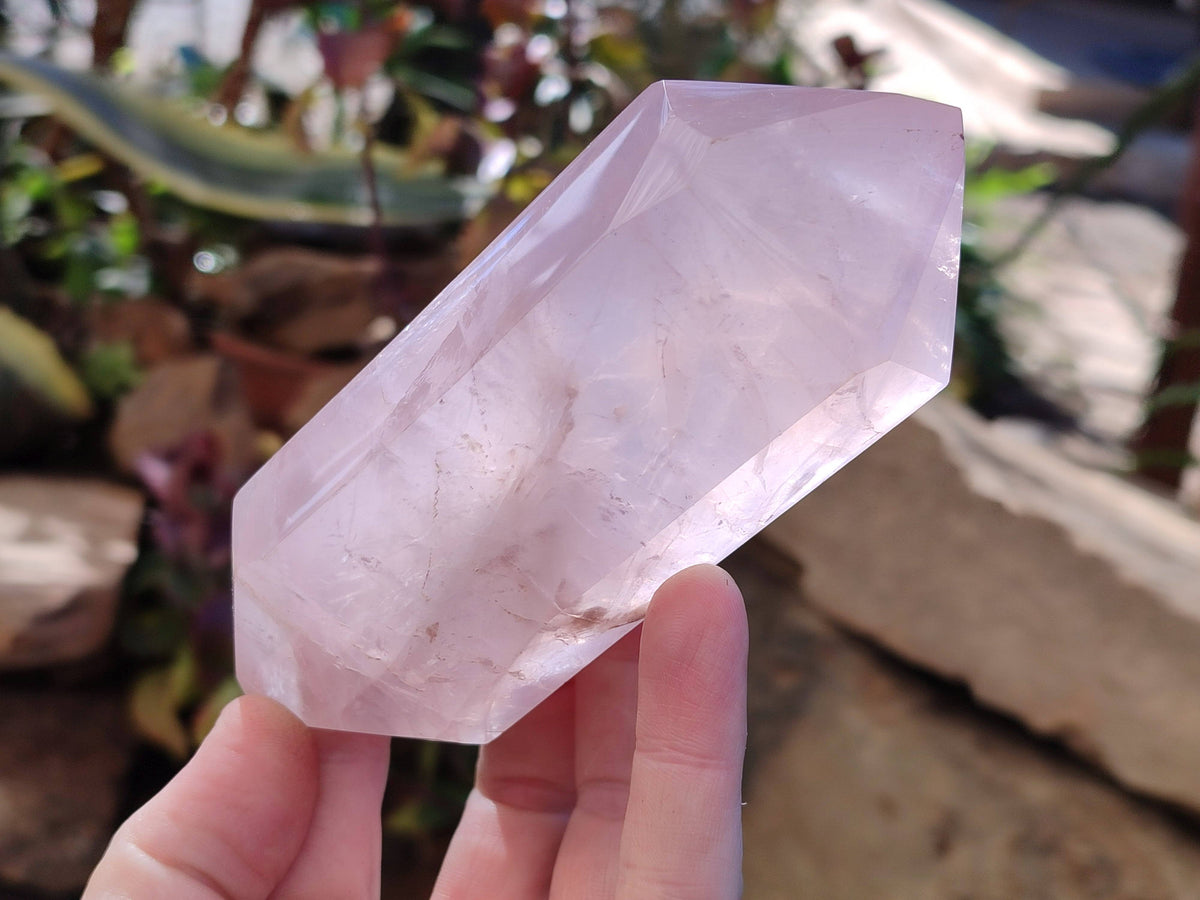 Polished Double Terminated Rose Quartz Points x 4 Madagascar - Toprock Gemstones and Minerals 