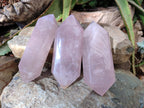 Polished Double Terminated Rose Quartz Points x 4 Madagascar - Toprock Gemstones and Minerals 