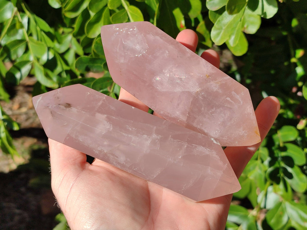 Polished Double Terminated Rose Quartz Points x 4 Madagascar - Toprock Gemstones and Minerals 
