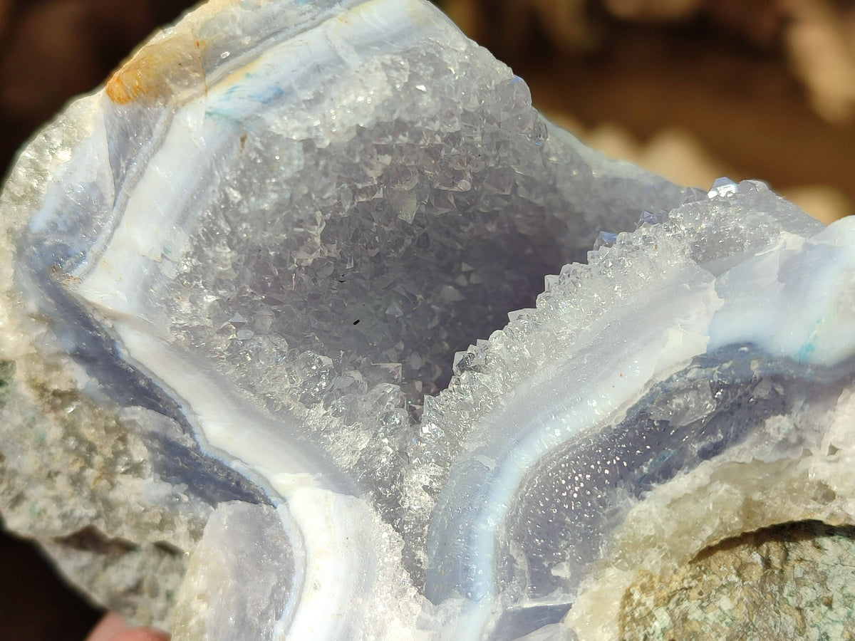 Natural Blue Lace Agate Geode Specimens x 5 From Nsanje, Malawi - Toprock Gemstones and Minerals 
