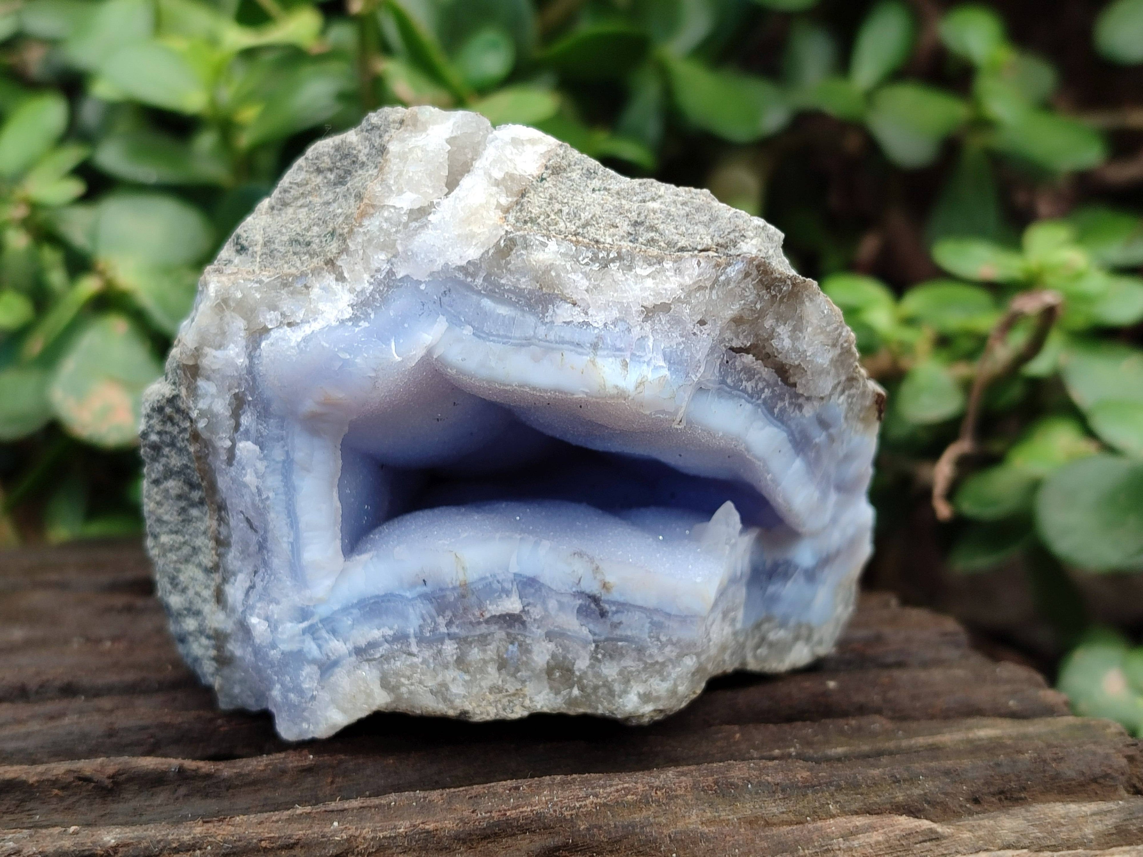 Natural Blue Lace Agate Geode Specimens x 5 From Nsanje, Malawi - Toprock Gemstones and Minerals 