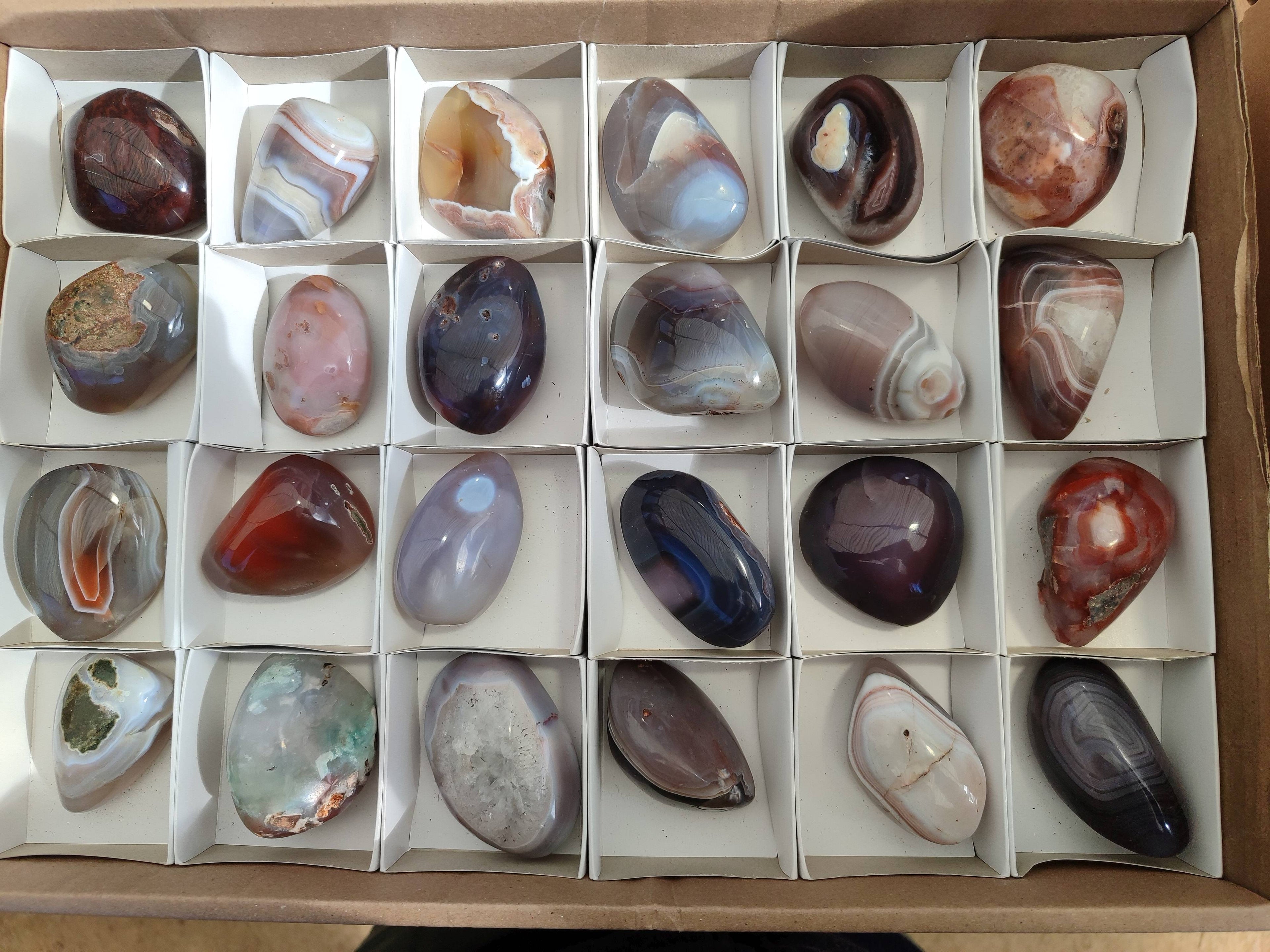 Polished Sashe River Agate Palm Stones x 24 From Zimbabwe - Toprock Gemstones and Minerals 