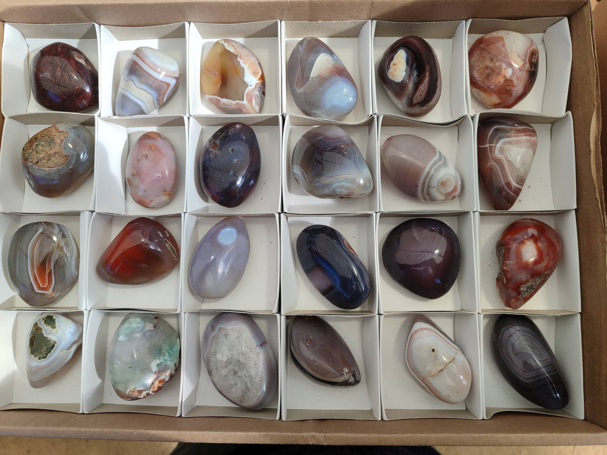 Polished Sashe River Agate Palm Stones x 24 From Zimbabwe - Toprock Gemstones and Minerals 