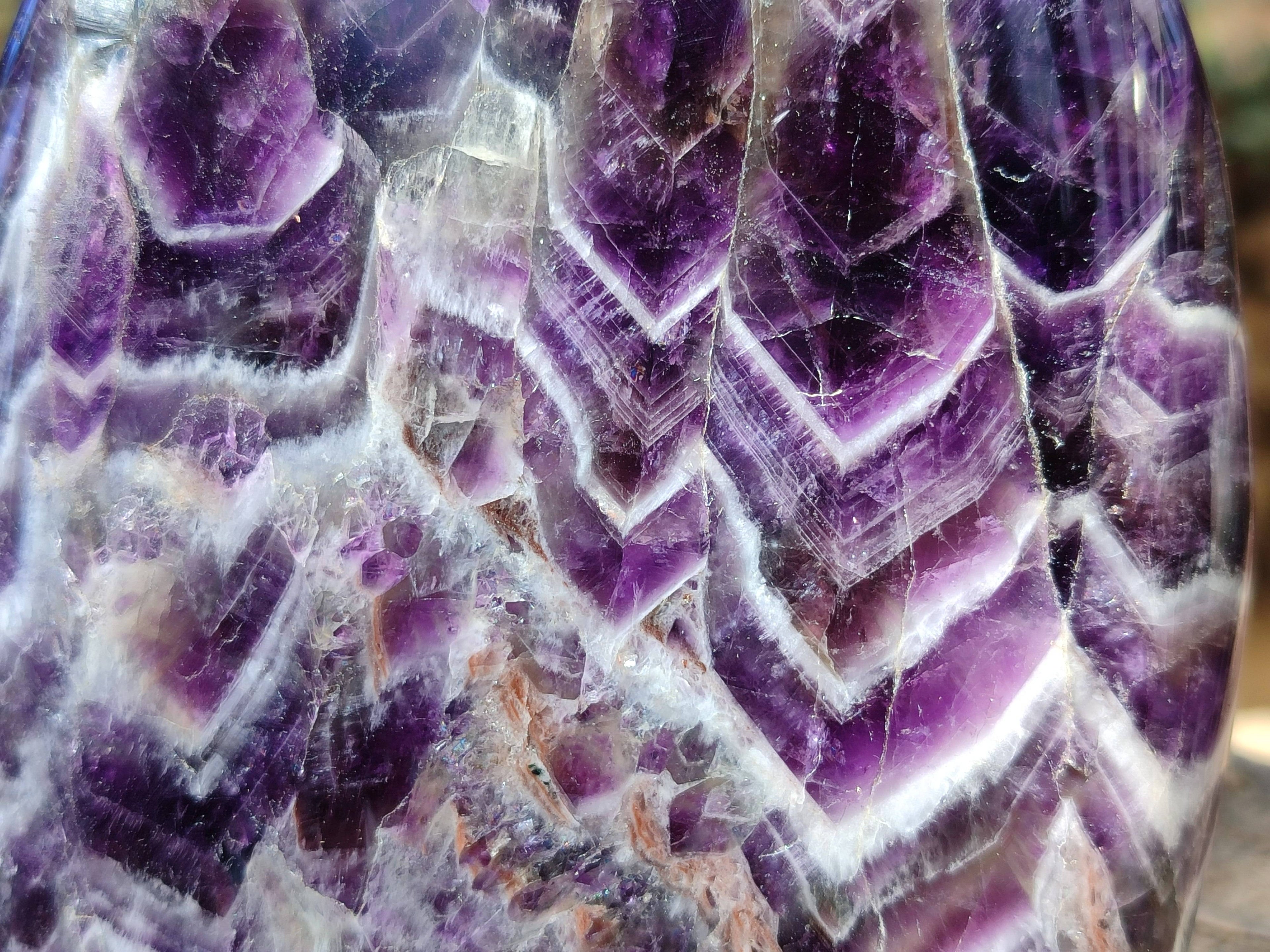 Polished Deep Purple Chevron Amethyst Standing Free Form x 1 from Ankazobe, Madagascar - Toprock Gemstones and Minerals 