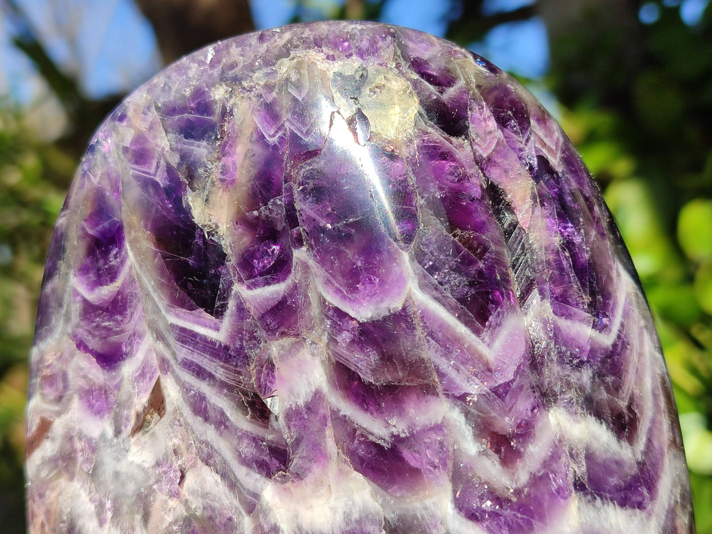 Polished Deep Purple Chevron Amethyst Standing Free Form x 1 from Ankazobe, Madagascar - Toprock Gemstones and Minerals 