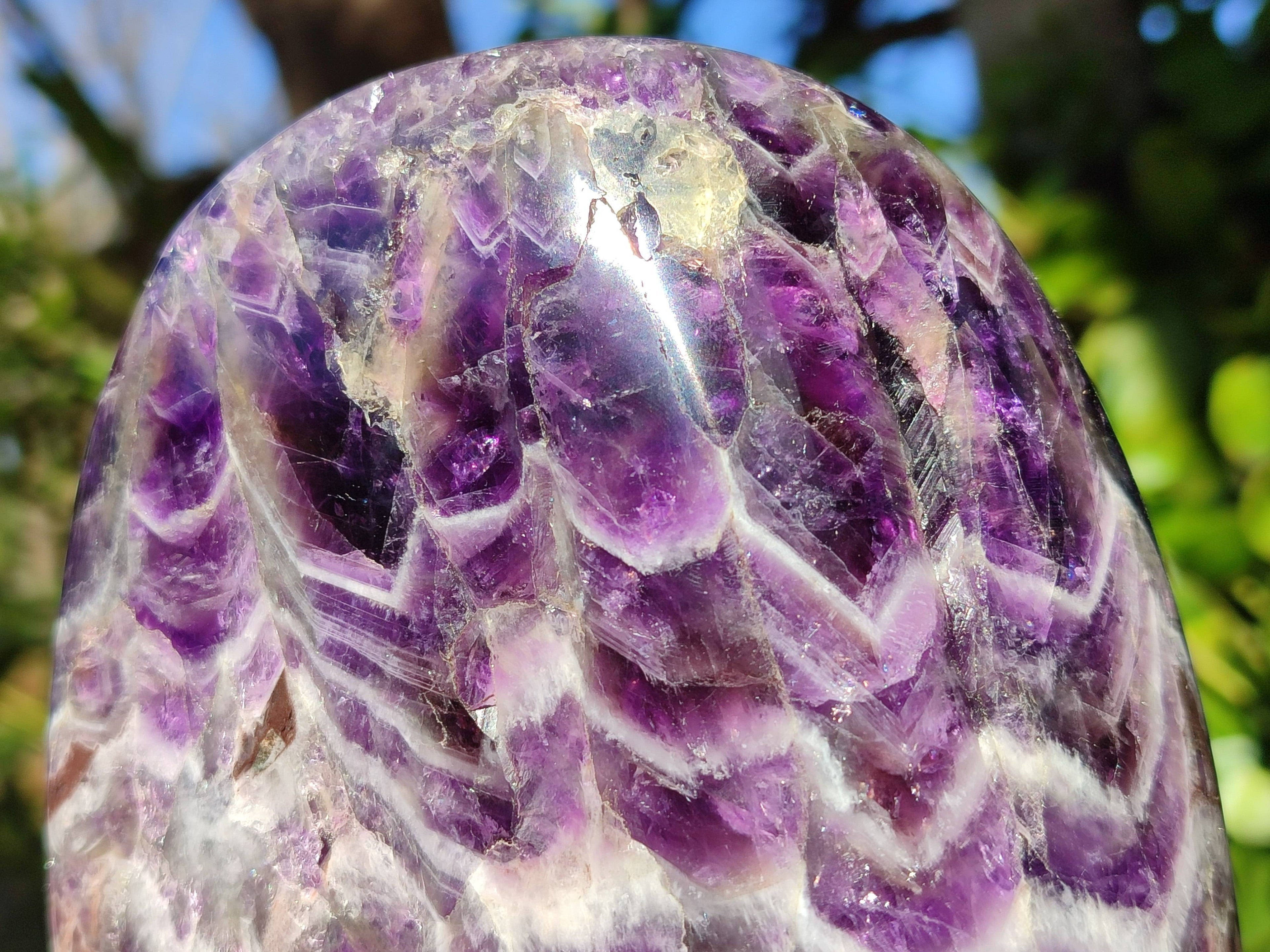 Polished Deep Purple Chevron Amethyst Standing Free Form x 1 from Ankazobe, Madagascar - Toprock Gemstones and Minerals 