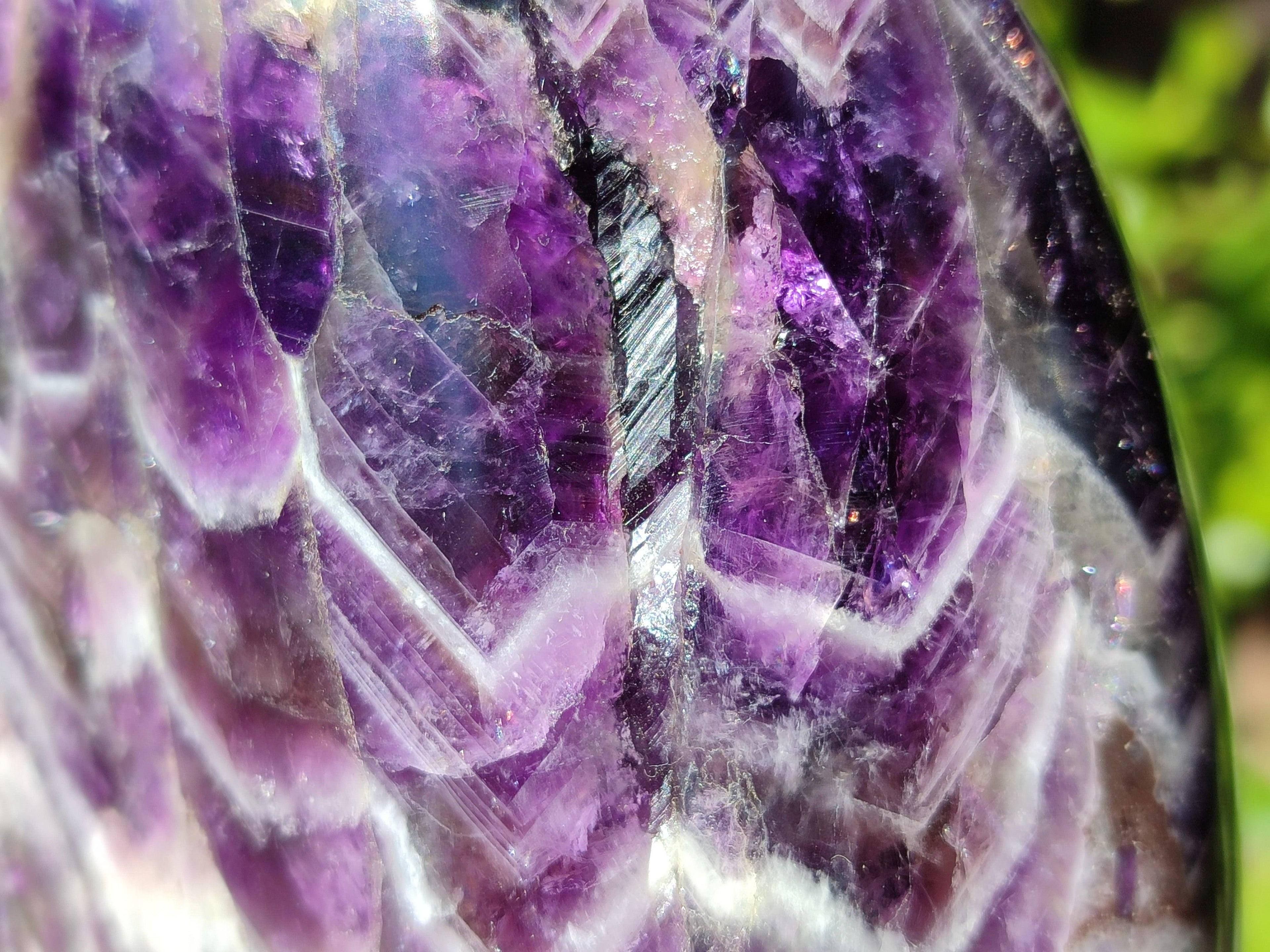 Polished Deep Purple Chevron Amethyst Standing Free Form x 1 from Ankazobe, Madagascar - Toprock Gemstones and Minerals 
